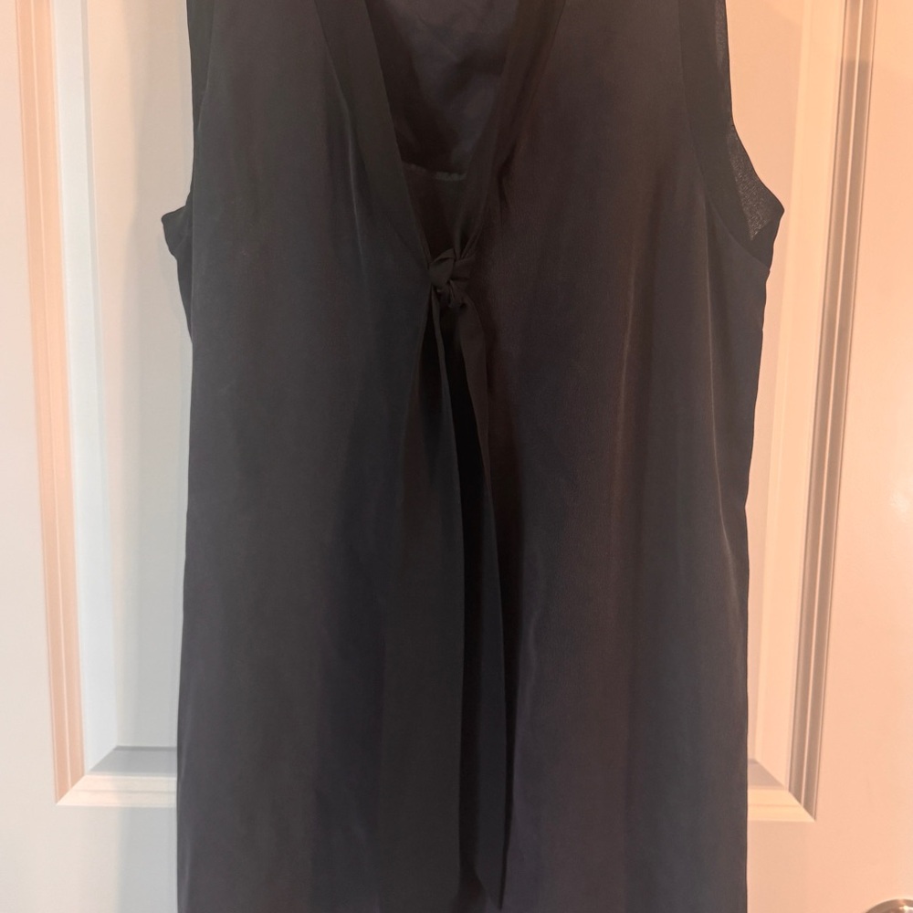 Shipley & Halmos Black Sleeveless Tie Front Blouse